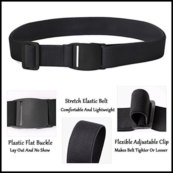 No Show Stretch Belt for Women Easily Adjustable Elastic Flat Buckle main image 4
